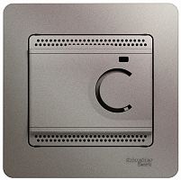 Терморегулятор механический с датчиком с рамкой Systeme Electric Glossa 0С+50С платина картинка